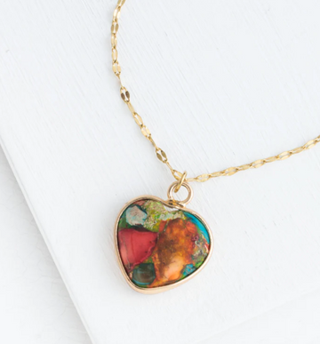 Rainbow Jasper Heart Necklace- Give Freedom To Girls & Women