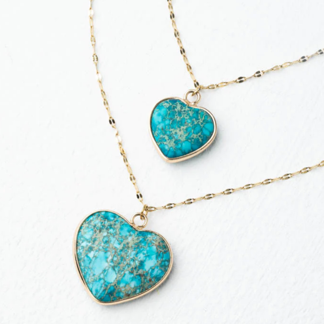 Set of two Jasper Heart Necklaces- Give Freedom To Girls & Women!