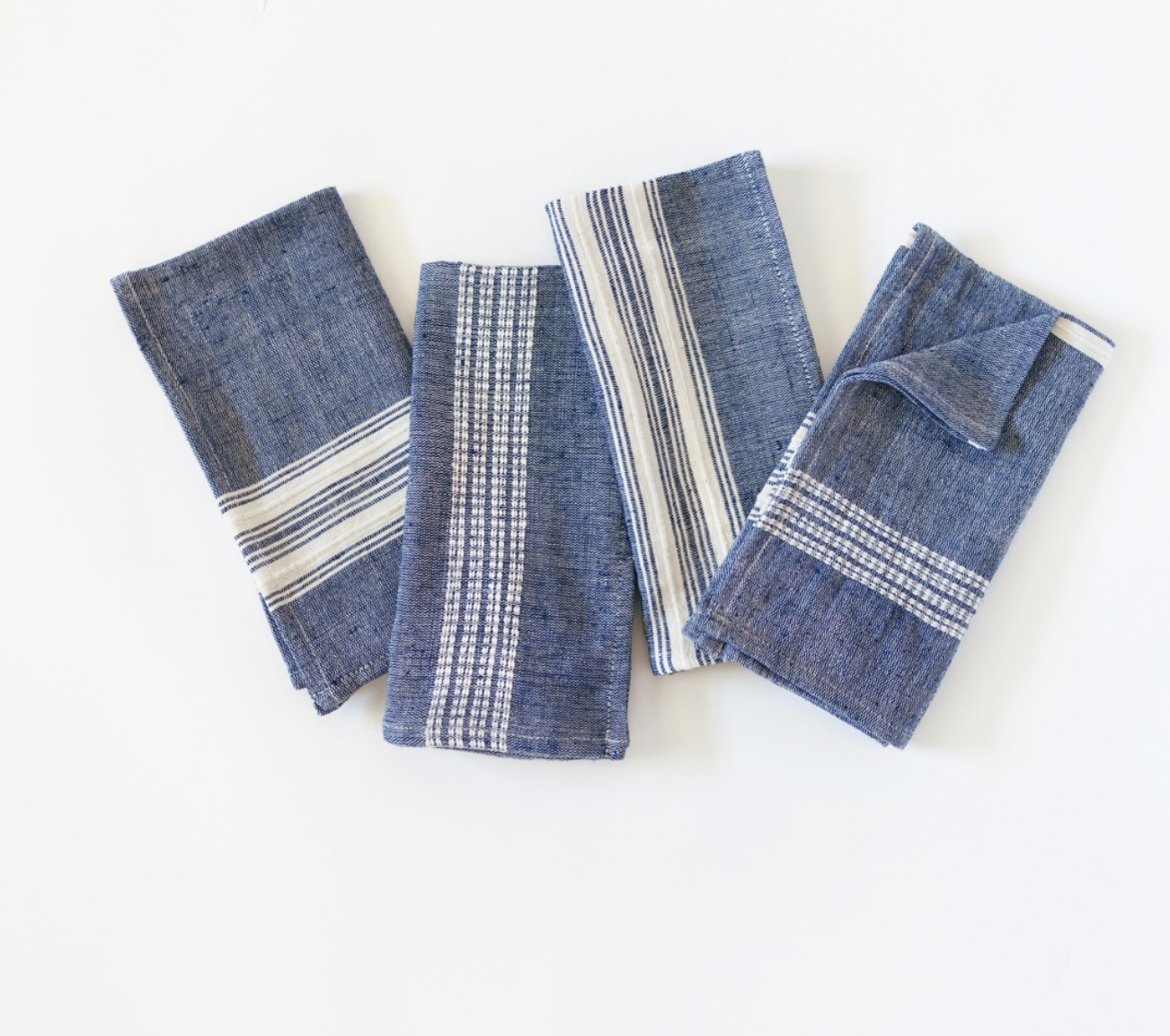 Set of 4 Hand Woven Ethiopian Cotton Dinner Napkins, Eco-Friendly, Fair Trade