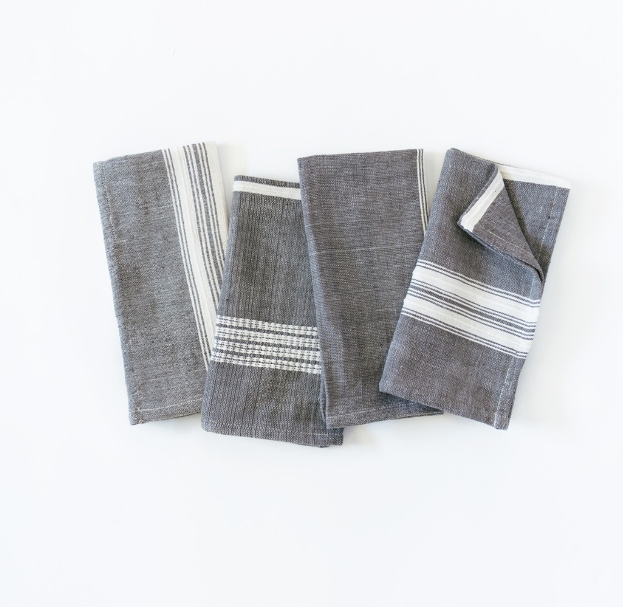 Set of 4 Hand Woven Ethiopian Cotton Dinner Napkins, Eco-Friendly, Fair Trade