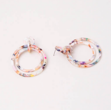 Multi-Colored Resin Dangle Hoop Earrings, Give freedom to exploited girls & women!