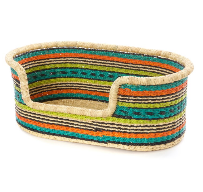 Handwoven Small Pet Bed, Elephant Grass , Fair Trade & Eco-Friendly