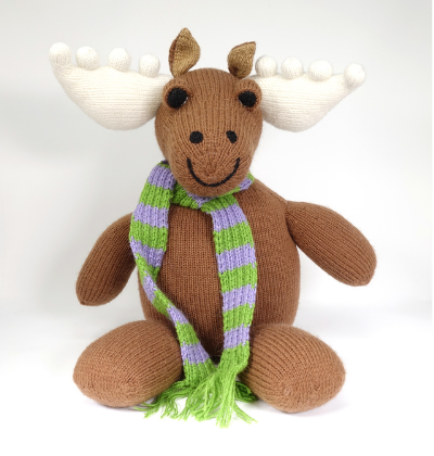 Hand Knit Large 20" Moose Stuffed Animal, Fair Trade