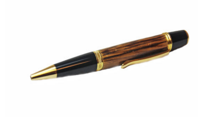 Handcrafted Upcycled Barrel Wood & 24k Gold Bullet Ink Pen - US Made-Save our Landfills!