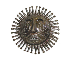 Sun Face Metal Wall Decor- handcrafted from steel drums in Haiti- Indoor/outdoor