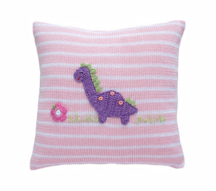 Dinosaur Baby Pillow - (Pink or Navy) - Handmade- Support Fair Trade for Artisans