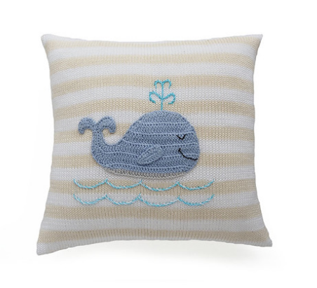 Striped Whale Pillow, Baby and Child, Handmade, Fair Trade