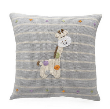 Embroidered Giraffe Baby Striped Pillow, Handmade, Fair Trade