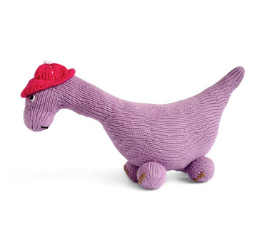 Hand Knit Dinosaur Brontosaurus (Lilac or Blue),  Fair Trade