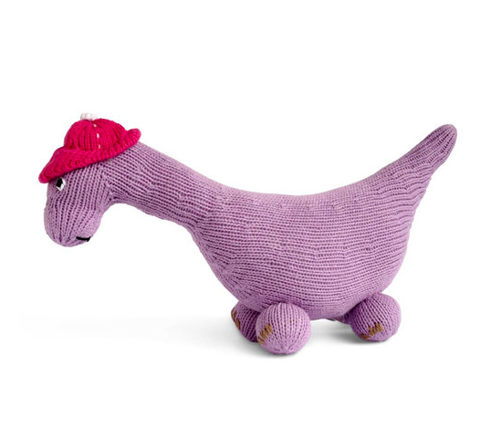 Hand Knit Dinosaur Brontosaurus (Lilac or Blue),  Fair Trade