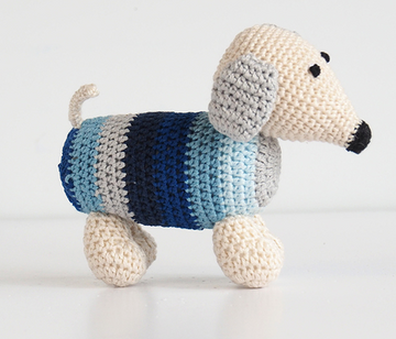 Set of 2- Hand Crocheted Dachshund Dogs (blues or pinks) Support Fair Trade for Artisans