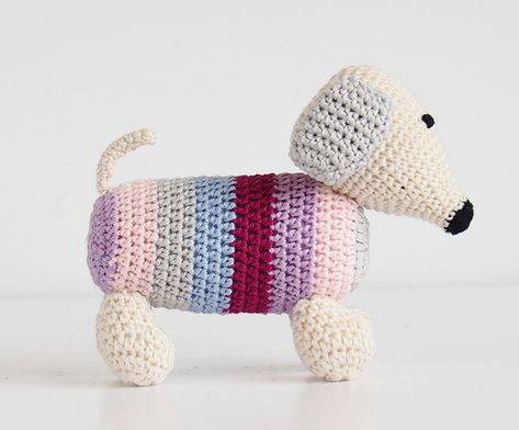 Set of 2- Hand Crocheted Dachshund Dogs (blues or pinks) Support Fair Trade for Artisans