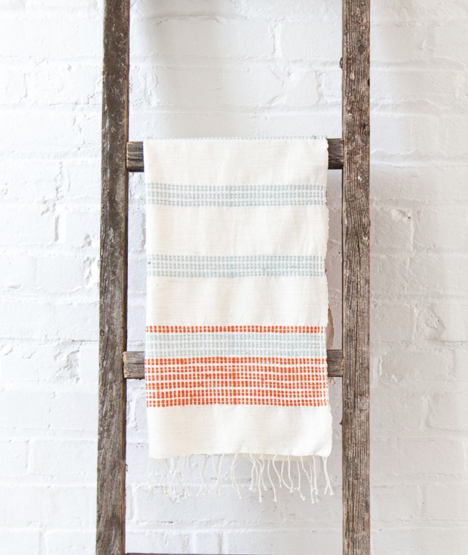 Set of 2 Hand Woven Ethiopian Cotton Hand Towels, Eco Friendly, Fair Trade