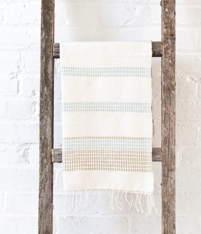 Set of 2 Hand Woven Ethiopian Cotton Hand Towels, Eco Friendly, Fair Trade