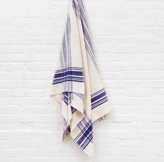 Ethiopian Handspun Cotton Bath Towels (Beige, Navy, Grey) - Eco-Friendly, Fair Trade