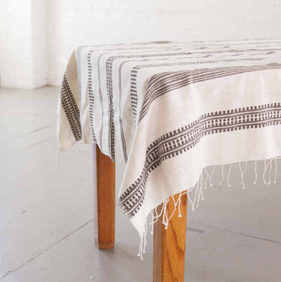 Hand woven Grey or Blue Ethiopian Cotton Tablecloth - Eco-Friendly, Fair Trade
