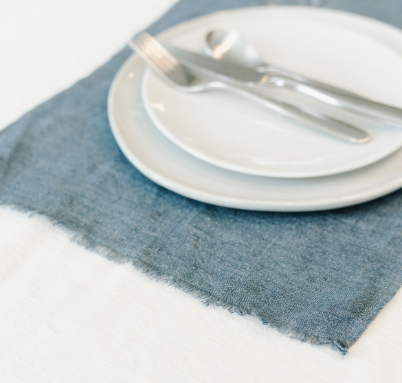 4 Hand Woven Stone Washed Linen Placemats (Grey, Blue, White, Blush Pink) Eco-Friendly, Fair Trade