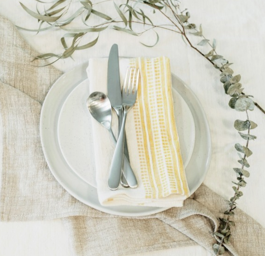 Set of 4 Hand Woven Ethiopian Cotton Dinner Napkins, Eco-Friendly, Fair Trade