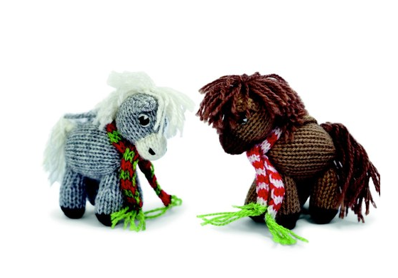 Set of 2 Hand Knit Horse Ornaments, Fair Trade