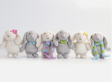 Set of Hand Knit Bunny Ornaments,  Fair Trade