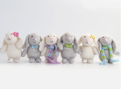Set of Hand Knit Bunny Ornaments,  Fair Trade