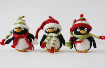 Set of 6- Handknit Penguin Ornaments - Fair Trade