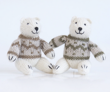 Set of 2- Sitting Polar Bear Ornaments - Fair Trade