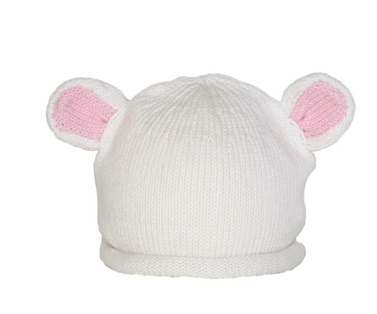 Hand Knit Polar Bear Hat with Ears Baby /Toddler Hat  - Fair Trade