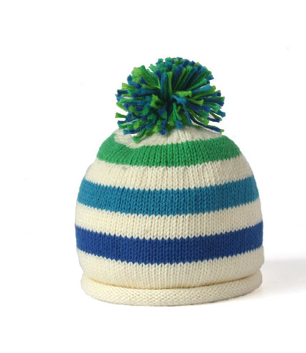 Handmade Cotton Knit Striped Baby/Toddler StripedHat with Pom - Fair Trade