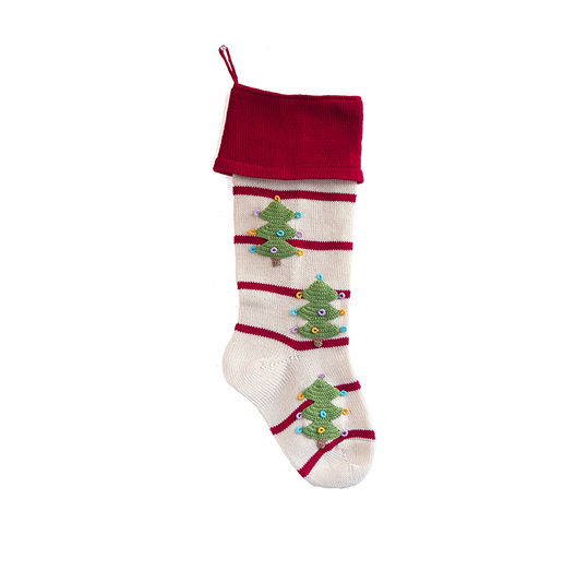 Hand made Striped & Christmas Tree Stocking- Fair Trade- Supports Women in Armenia