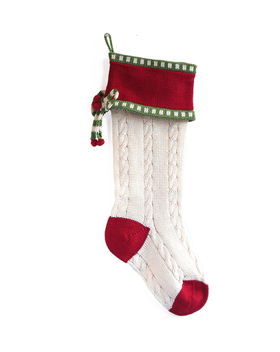 Hand made Cable Christmas Stocking- Fair Trade- Supports Artisan Women in Armenia