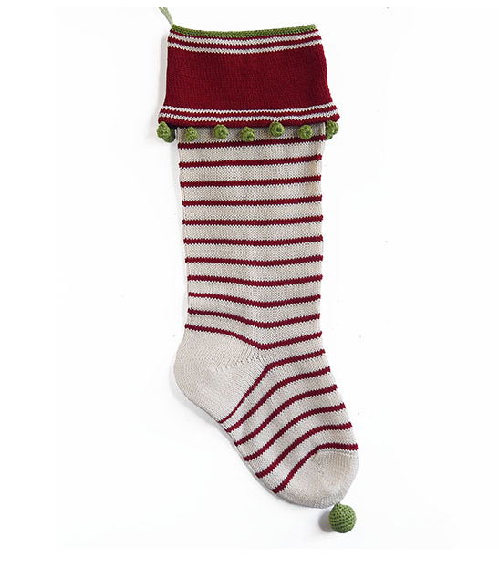 Hand Knit Thin Red Stripe Christmas Stocking, Fair Trade, Support Women in Armenia