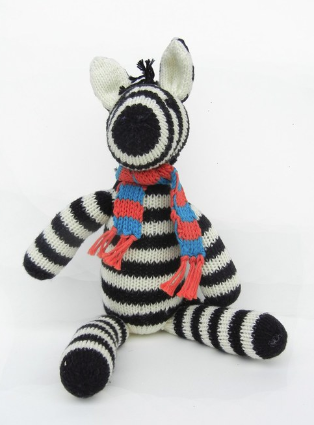 Hand knit Zebra Stuffed Animal, Fair Trade