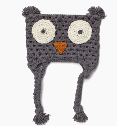 Hand Crocheted Hoot Owl Beanie- Fair trade