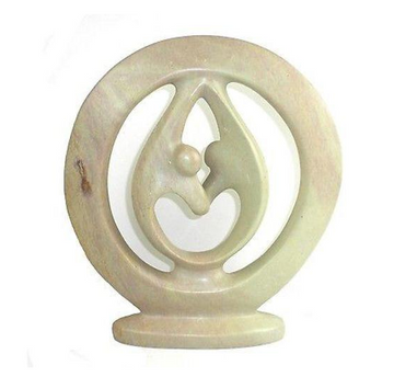 8” Handcrafted Soapstone Lovers Embrace Heart Sculpture - Fair Trade, eco-friendly