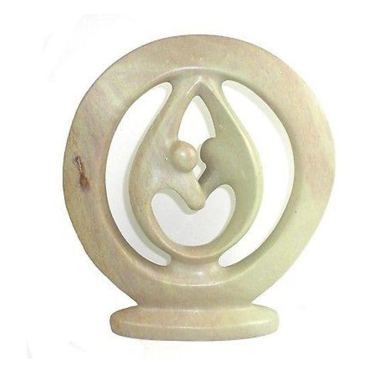 8” Handcrafted Soapstone Lovers Embrace Heart Sculpture - Fair Trade, eco-friendly