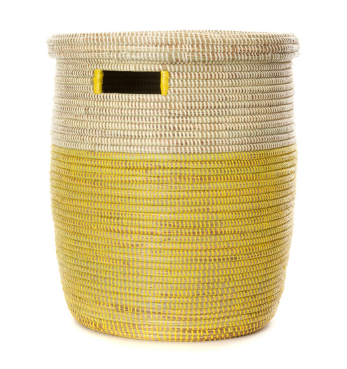 Yellow Hamper Laundry Storage Basket, Fair Trade, Eco-Friendly