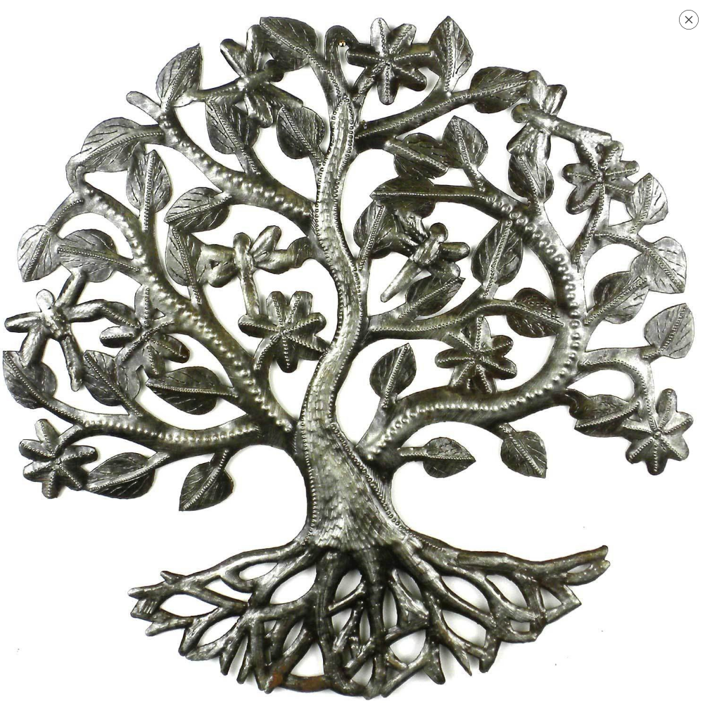 Tree of Life with Dragonfly Metal Wall Decor- handcrafted from steel drums in Haiti, Fair Trade