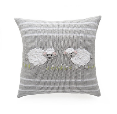 Grey Baby Sheep Pillow, handmade, Fair Trade