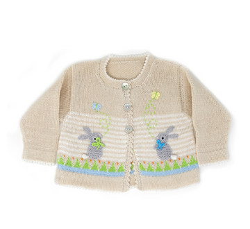 Handmade Knit Baby/ Toddler Easter Bunny Cardigan, Fair Trade