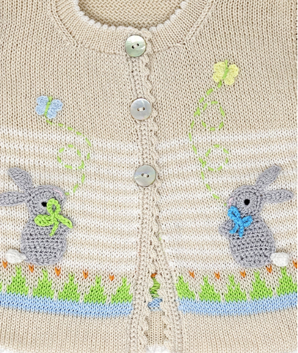 Handmade Knit Baby/ Toddler Easter Bunny Cardigan, Fair Trade