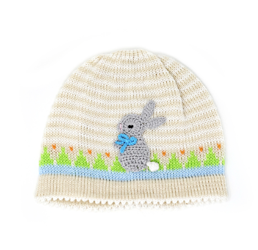Hand Knit Easter Hat With Bunnies, Fair Trade