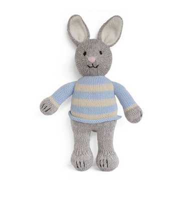 Hand Knit Bunny Stuffed Animal in Sweater, Fair Trade
