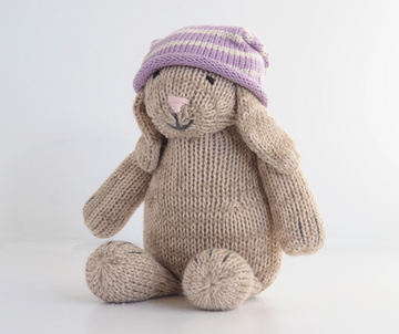 Hand Knit Sitting Bunny Stuffed animal - Support Fair Trade for Artisans