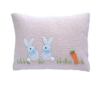 Hand Knit Pink Bunny Baby Pillow, Fair Trade for Artisans