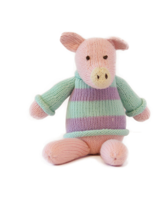 Hand Knit Pinky Pig Stuffed Animal, Support Fair Trade for Artisans