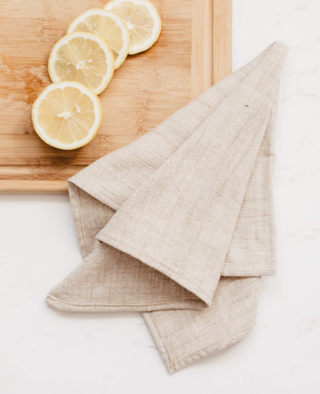 Set of 6 Hand Woven Ethiopian Cotton Petra Dinner Napkins- Navy or Beige, Eco-Friendly, Fair Trade