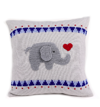 Elephant with Heart Baby Pillow, Handmade, Supports Fair Trade Artisans