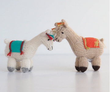 Set of 2 Handmade Llama ornaments,  Fair Trade