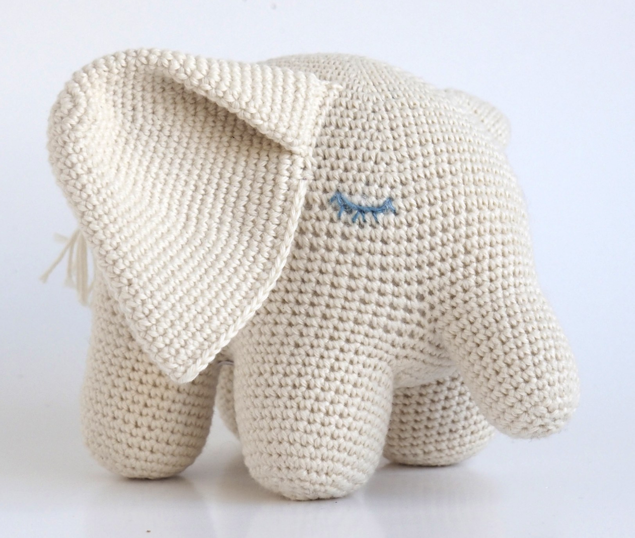 Organic Cotton Hand Knit Large Elephant, Support Fair Trade Artisans